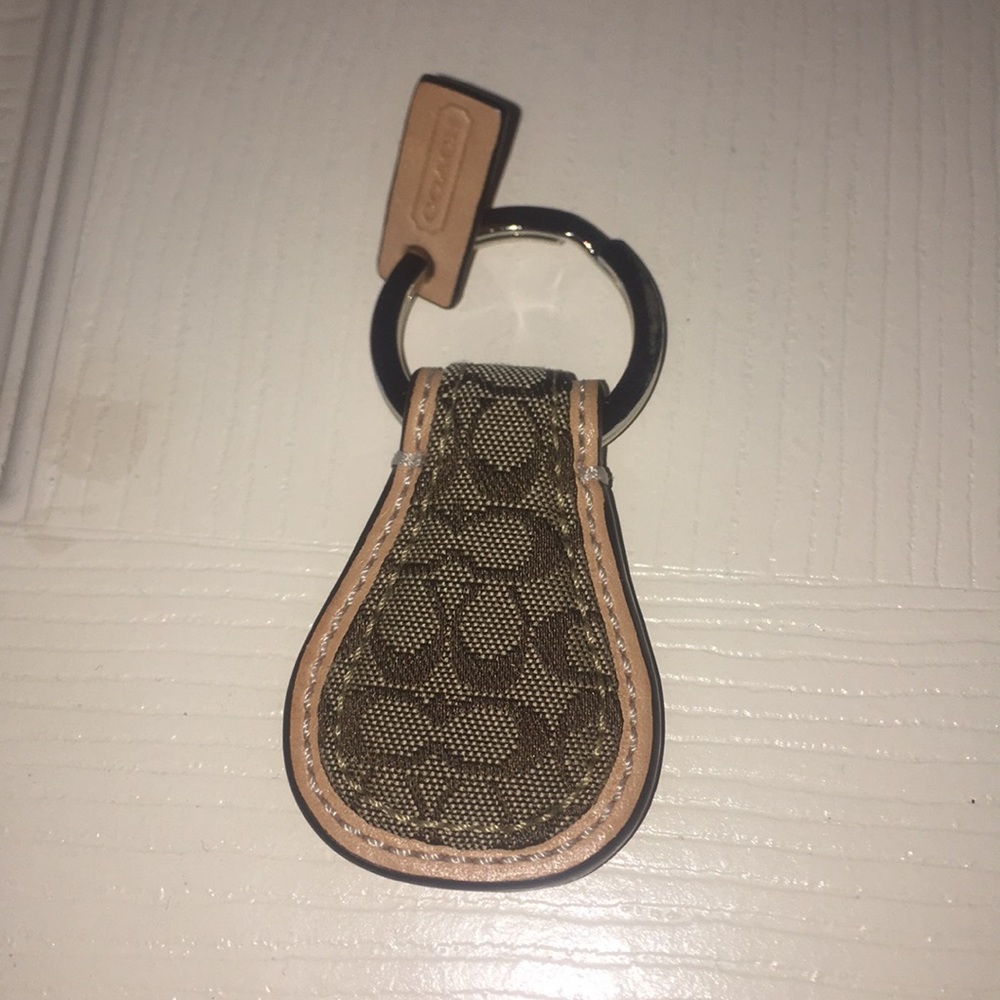 Coach Canvas Signature & Leather Key Fob